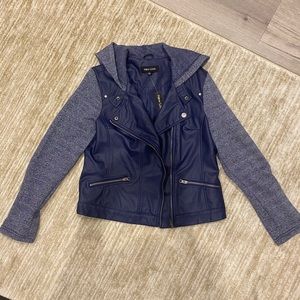 Faux leather and fleece jacket